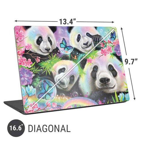 Rainbow Pandas with Butterflies by Sheena Pike Universal Laptop 16.6in (13.4 x 9.7in) Skin